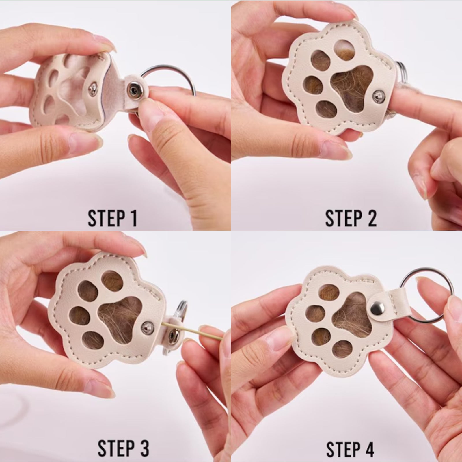 How to Assemble Personalized Paw Leather Pet Keychain Step Guide