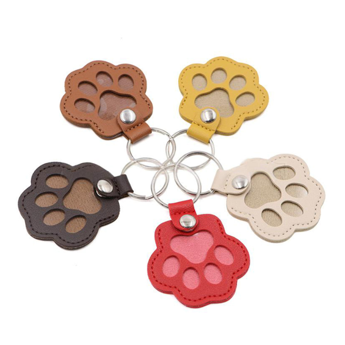 Blank Paw Print PU Leather Pet Keychain DIY Engravable Blank