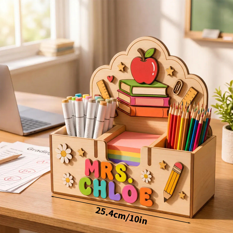 Personalized wooden teacher pencil holder pencil topper decor