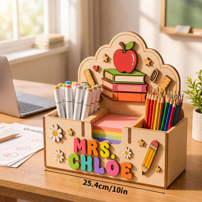 Personalized wooden teacher pencil holder pencil topper decor