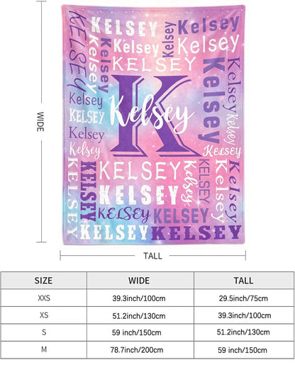 Size measurement chart personalized custom fleece throw blanket