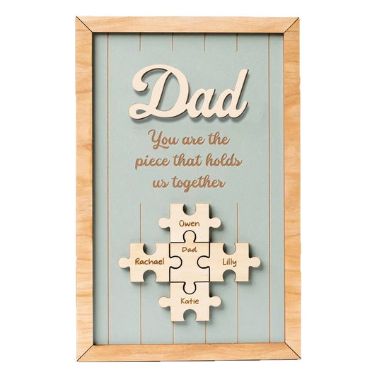 Personalized Dad Puzzle Wooden Frame Sign