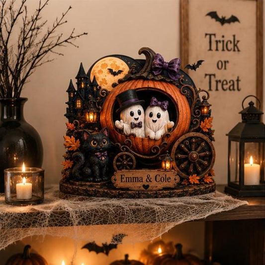 Personalized Ghost Family Halloween Wooden Tabletop Decor