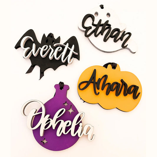 Custom name Halloween wooden ornament ghost