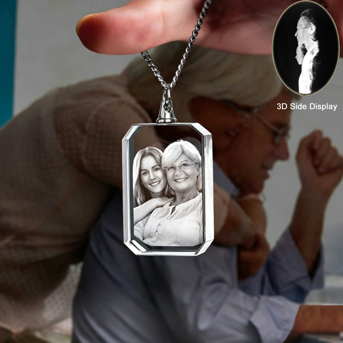 Keepsake Custom Photo Rectangular Crystal Necklace