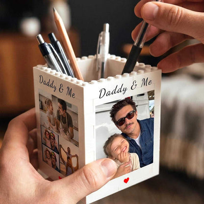 Handheld personalized photo pen holder dad gift close up
