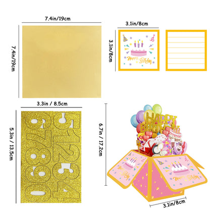 Pink Balloon Pop Up Birthday Box Card Assembly Kit