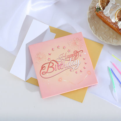 Pastel pink musical birthday cake pop up card standing display