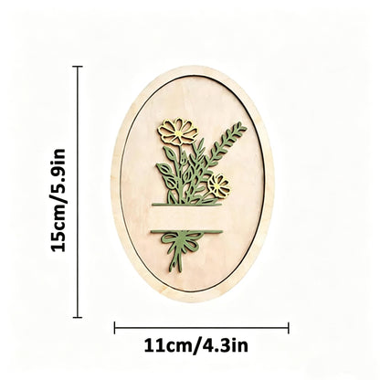 personalized flower oval wood plaque
