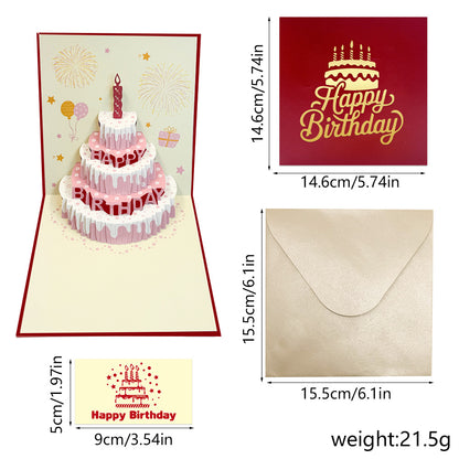 Pink Cream Cake Pop Up Birthday Card Red Cover