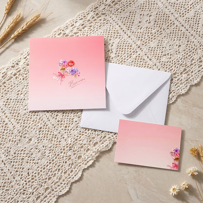 Pink flower pop up card complete set with envelope & message note
