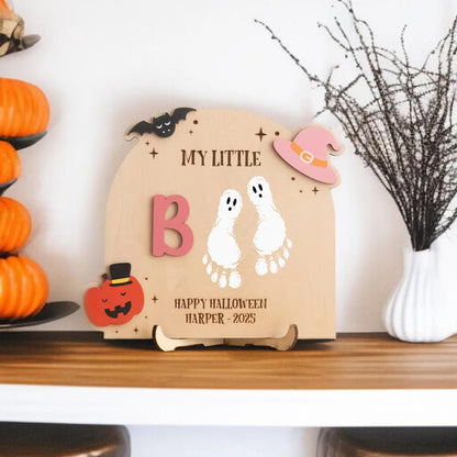 Pink initial My Little Boo ghost wooden sign