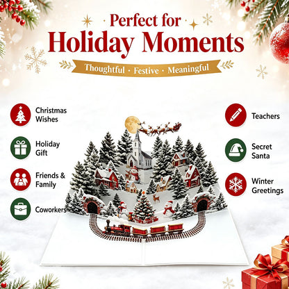 Christmas village pop up greeting card ideal gift for family, coworkers, secret santa