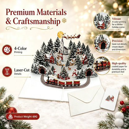 Premium laser cut Christmas 3D pop up card, high quality coated paper holiday greeting