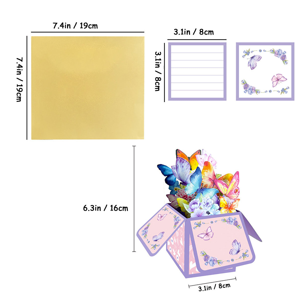 Purple Butterfly Pop Up Birthday Box Card Kit
