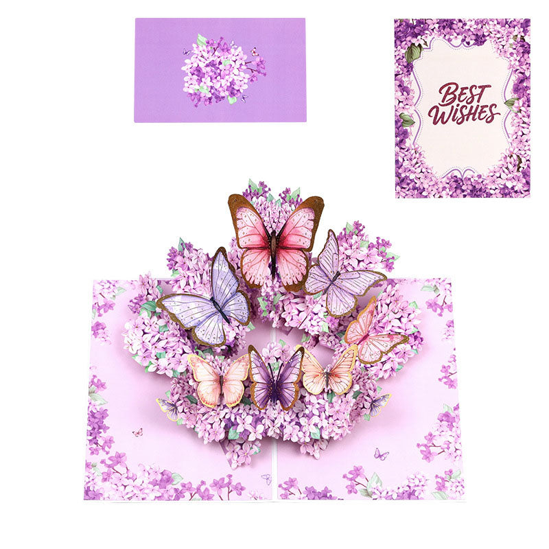 Purple Butterfly 3D Pop Up Greeting Card Set