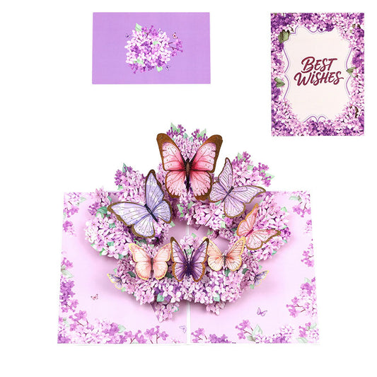 Purple Butterfly 3D Pop Up Greeting Card Set