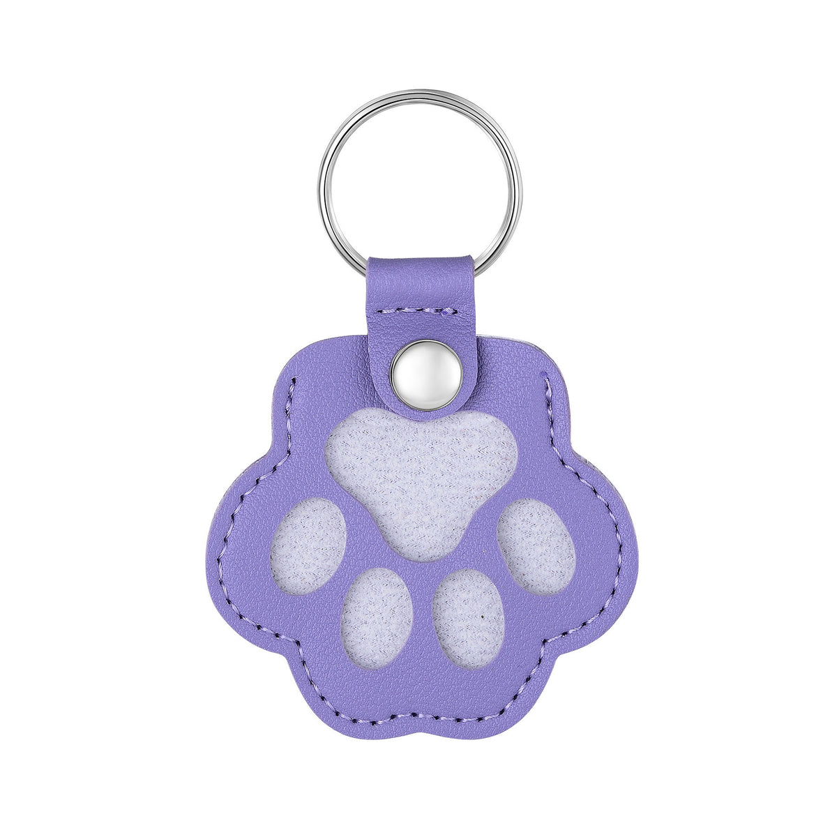 Lavender Purple Blank Paw Print PU Leather Pet Keychain DIY Engravable 