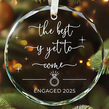 Round quote design personalized engaged keepsake ornament