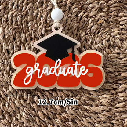 Red custom name graduate acrylic car charm graduation keepsake