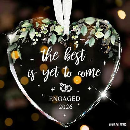 Inspirational quote heart crystal engaged hanging decoration