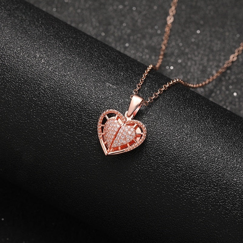 Rose Gold Brass Hollow Angel Wing Heart Locket Necklace Inner Blank Plate For Laser Engraving Pet Loss Sympathy Keepsake Jewelry