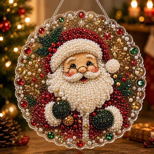 Santa Claus Round Acrylic Christmas Door Hanging Sign