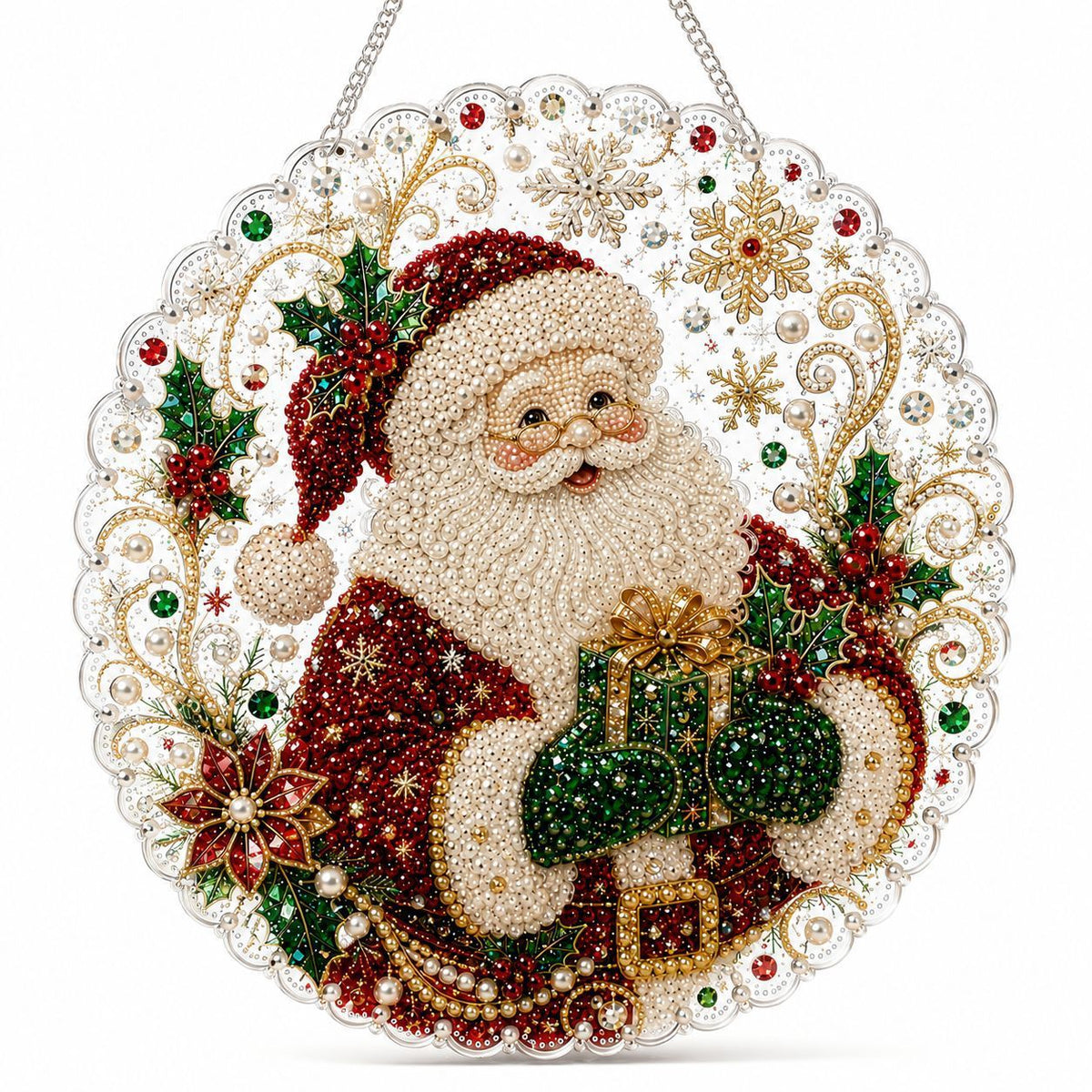 Santa Claus Acrylic Christmas Hanging Sign White Background