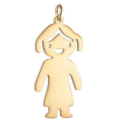 Single gold girl silhouette custom engraved pendant for personalized family mom necklace