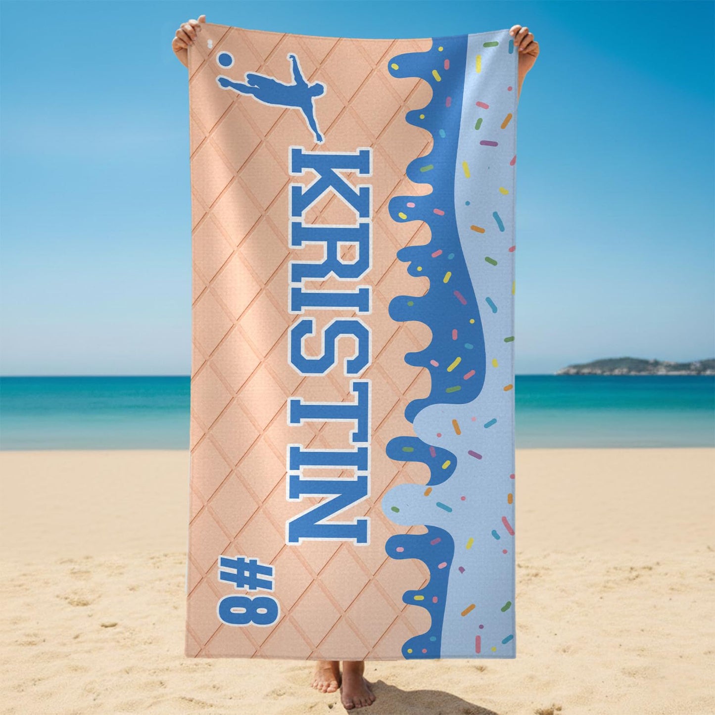 Personalized Mermaid Tail Beach Towel Custom Name Kids Microfiber Pool Towel