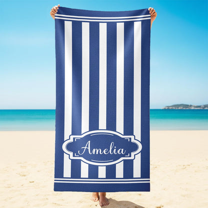 Personalized Mermaid Tail Beach Towel Custom Name Kids Microfiber Pool Towel
