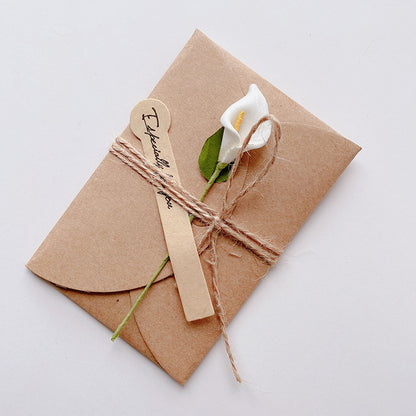 Kraft Floral Blank Note Card, Greeting Cards with Envelope, Artificial Flower, Twine & Seal Sticker