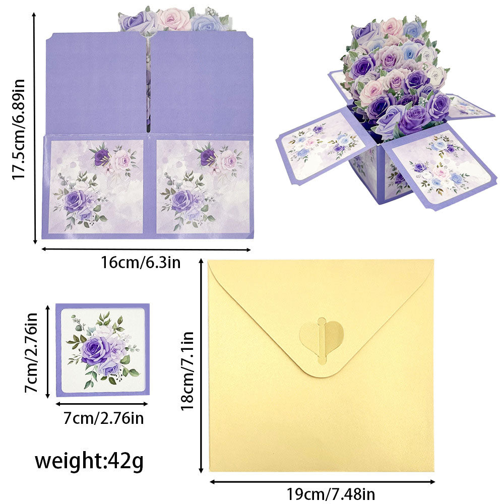 3D Flower Pop Up Box Card, Floral Explosion Box Greeting Card with Envelope