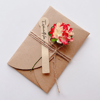Kraft Floral Blank Note Card, Greeting Cards with Envelope, Artificial Flower, Twine & Seal Sticker