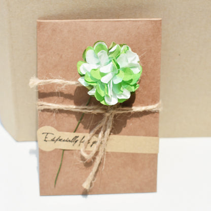 Kraft Floral Blank Note Card, Greeting Cards with Envelope, Artificial Flower, Twine & Seal Sticker