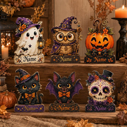 Floral sugar skull personalized wooden Halloween