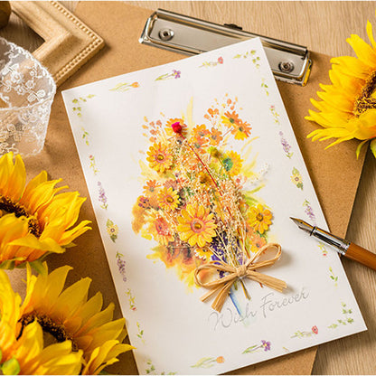 Sunflower dried flower bouquet greeting card with envelope
