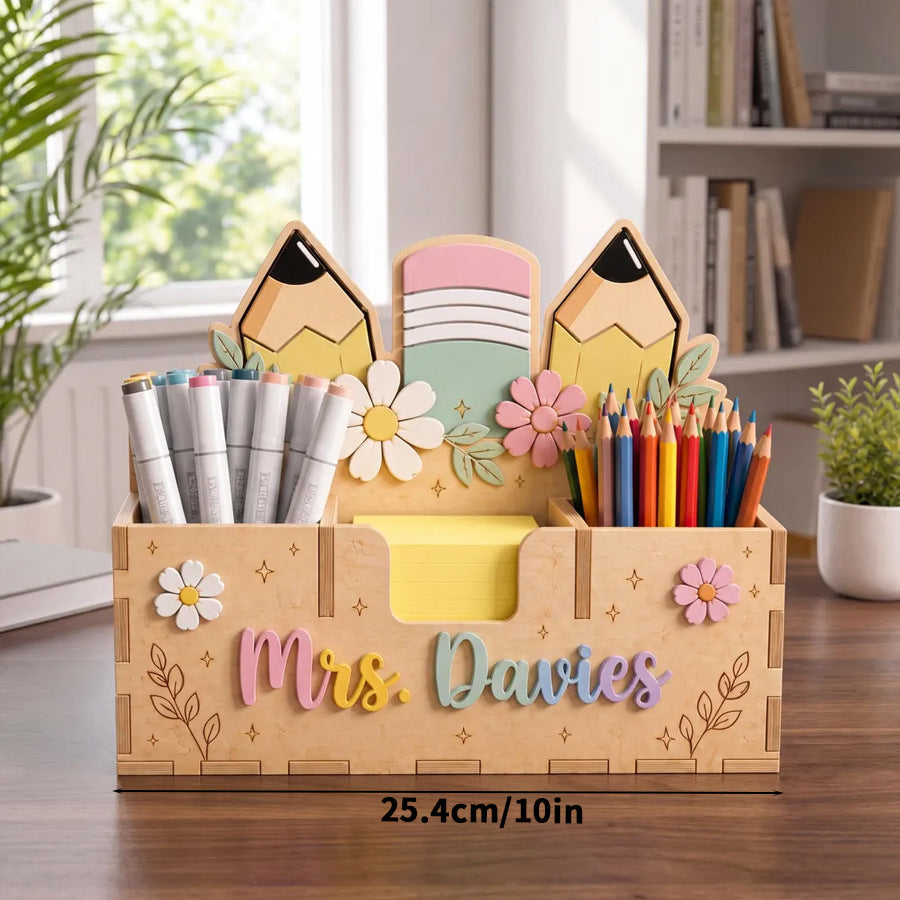 Personalized wooden teacher pencil holder pencil topper decor