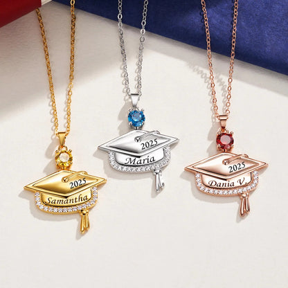 Gold silver rose gold plated brass graduation cap pendants embedded with cubic zirconia, three-color combined product display