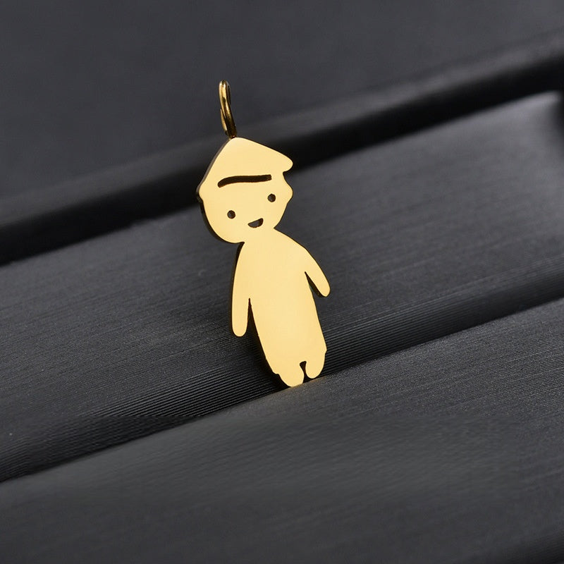 Tiny gold boy silhouette single charm custom jewelry for family layered necklace