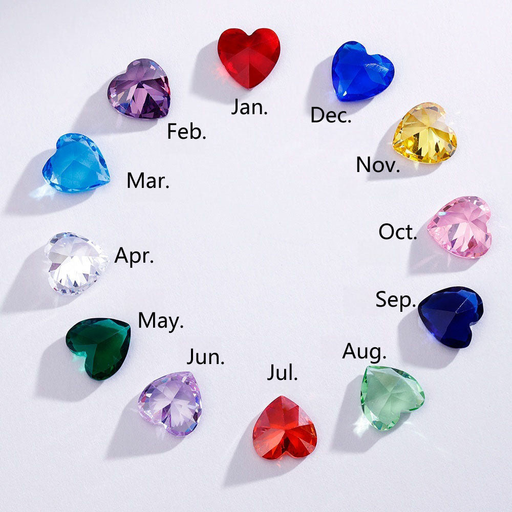 12 monthly birthstone heart cubic zirconia color selection chart matching brass graduation pendant