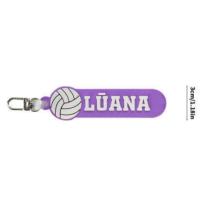 volleyball silicone key tag with personalized name 