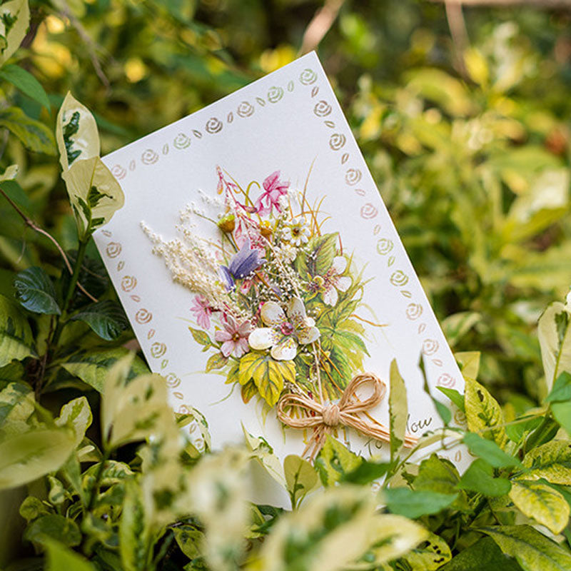 Wildflower dried flower thank you greeting card outdoor scene