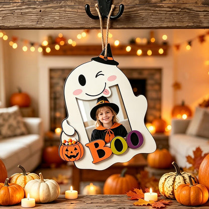 Witch ghost photo frame Halloween tree
