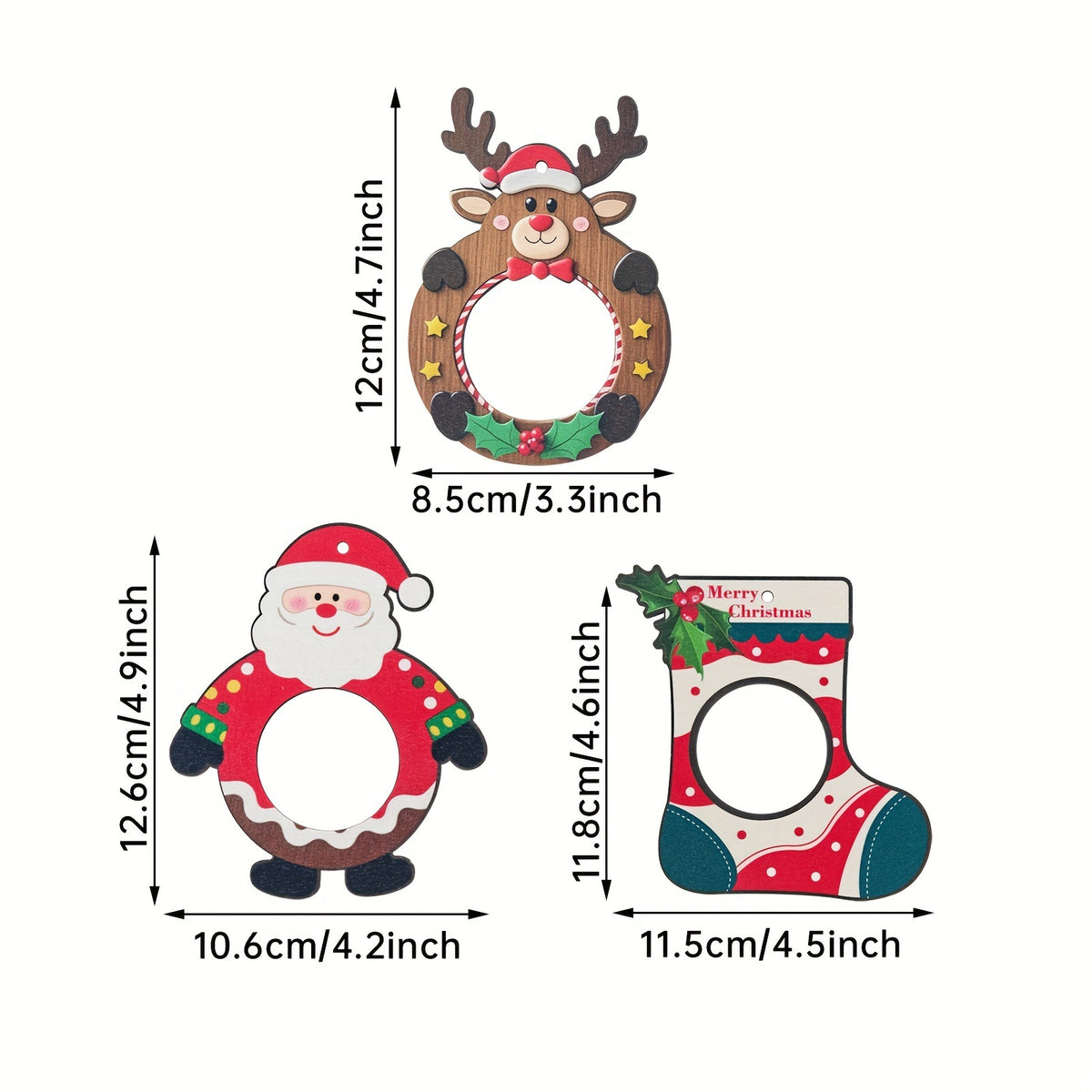 Measurement for Custom Photo Wooden Christmas Ornament, Xmas Tree Hanging Keepsake