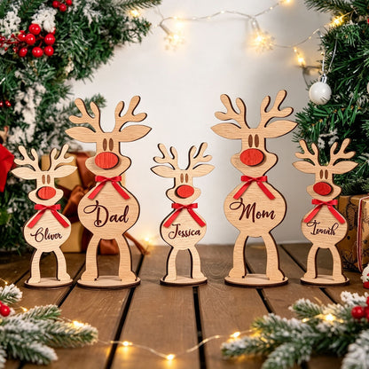 Personalized wooden reindeer family 