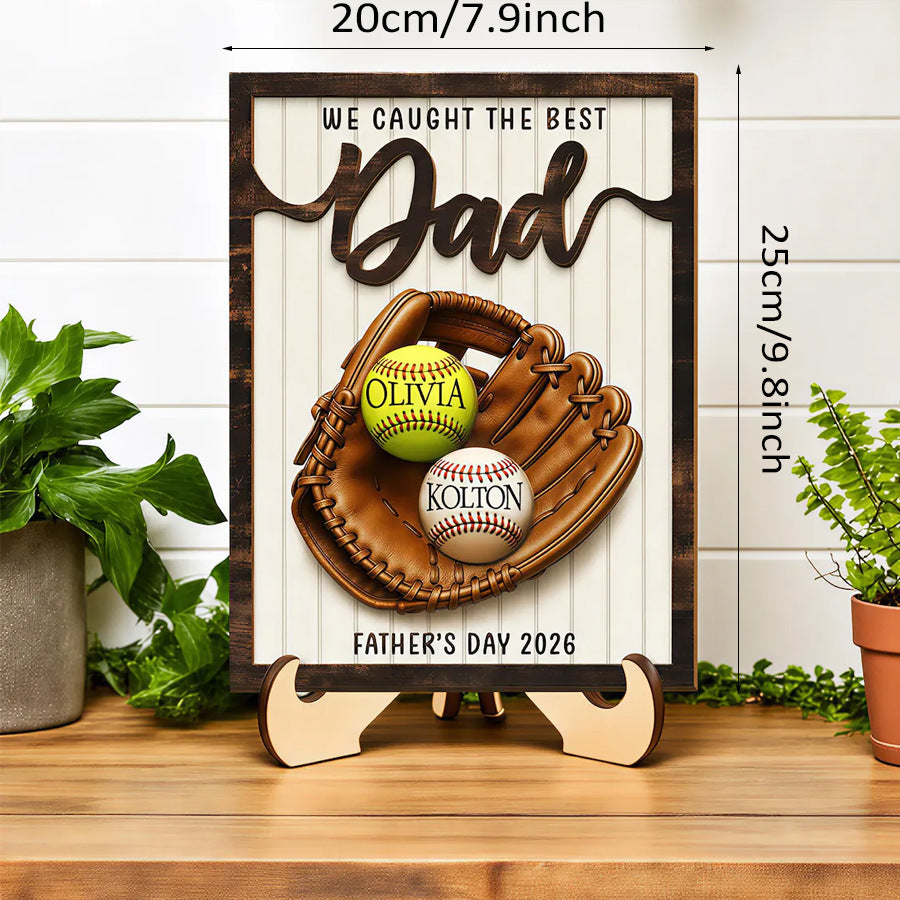 Baseball dad wooden frame sign with stand mantel home decor