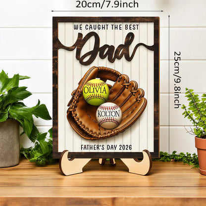 Baseball dad wooden frame sign with stand mantel home decor