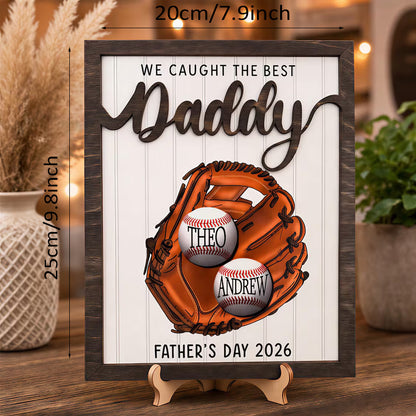 Baseball dad wooden frame sign with stand mantel home decor